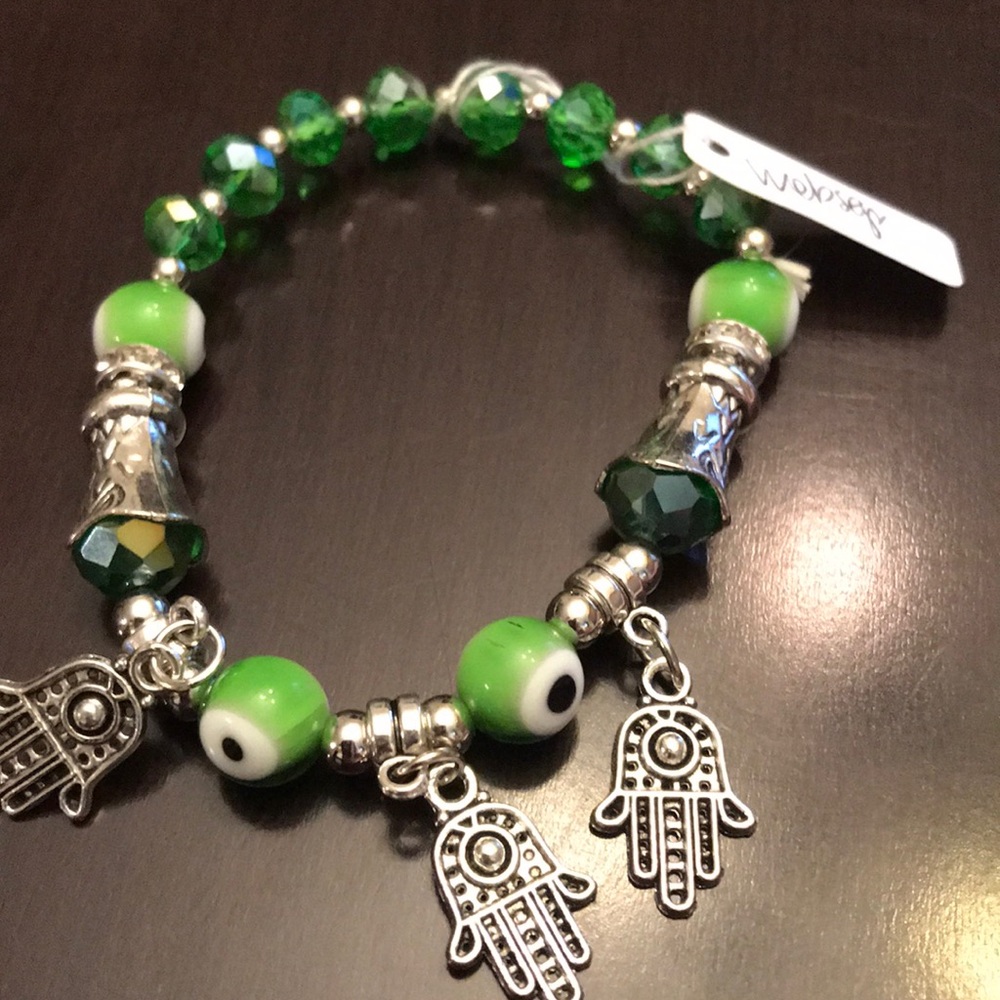 Peridot green evil eye bracelet